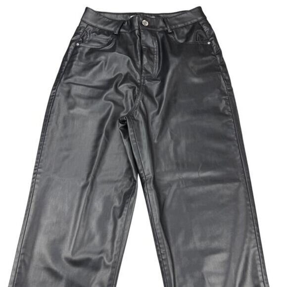 NWT ZARA Mom Fit Faux Leather Pants Sz 4 Black - Picture 4 of 6